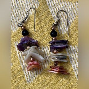 VTG Colorful Statement Shell Dangle Earrings